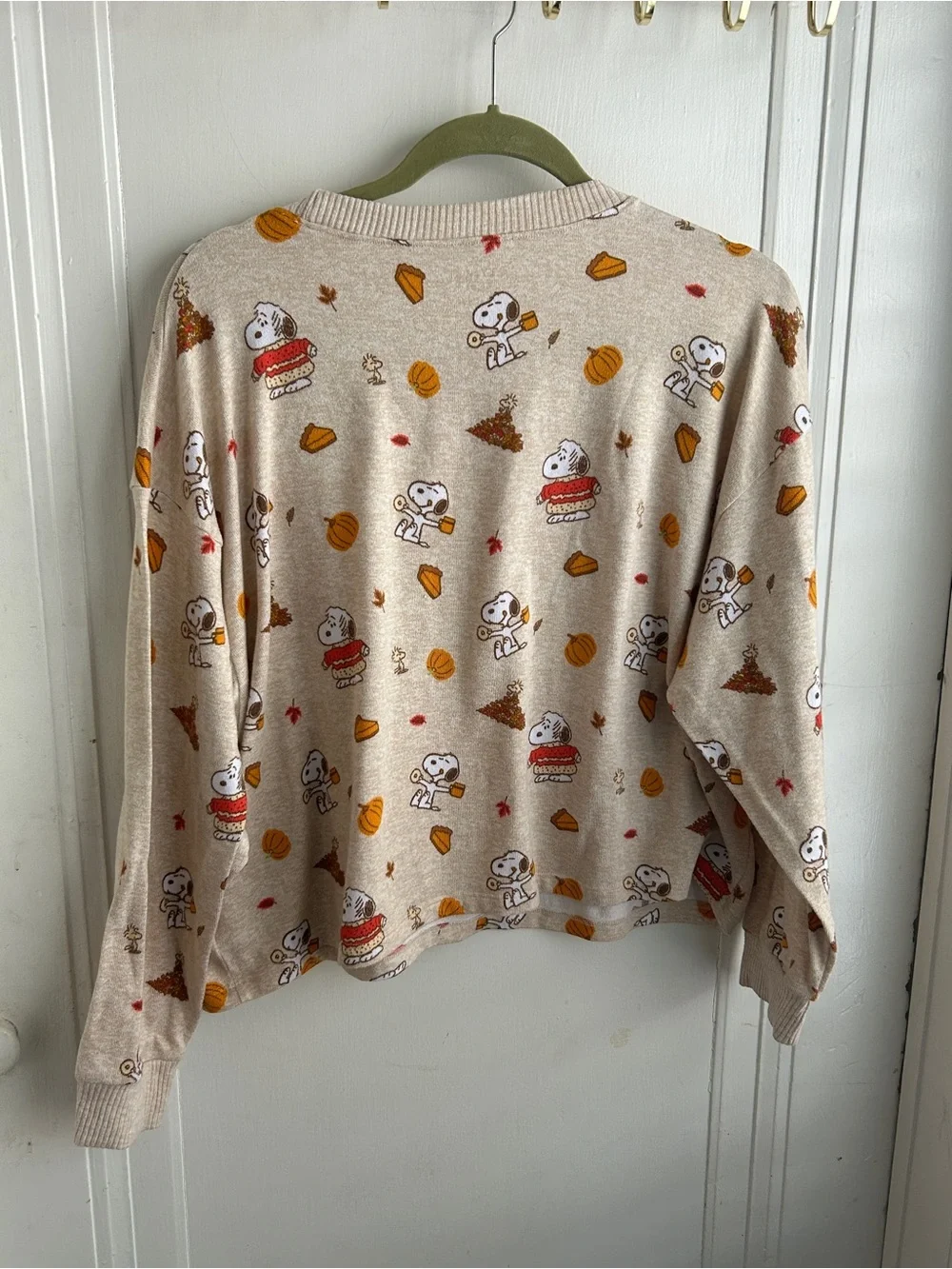 American Eagle Outfitters Beige Snoopy Print Crewneck Sweater